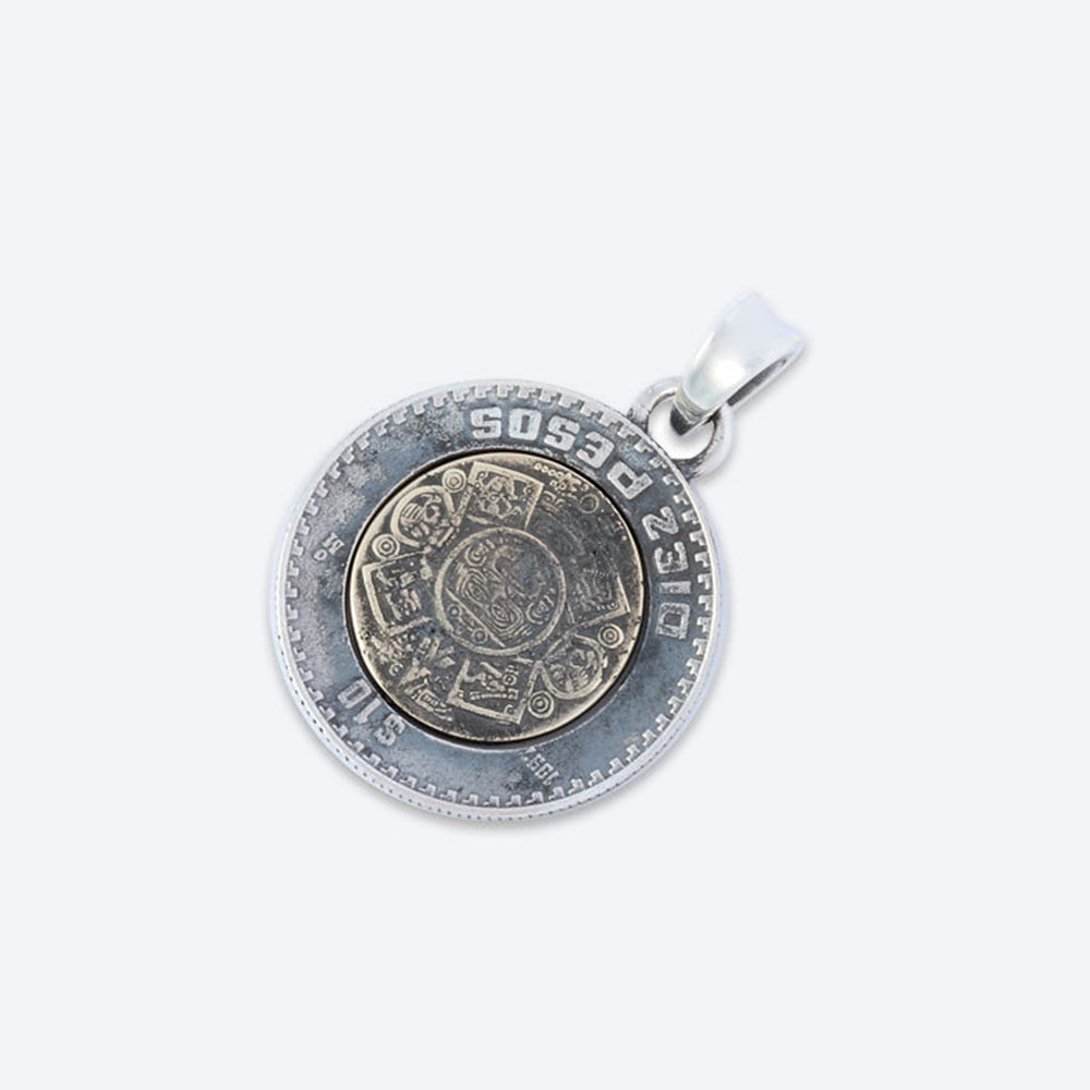 10 peso coin silver x brass pendant