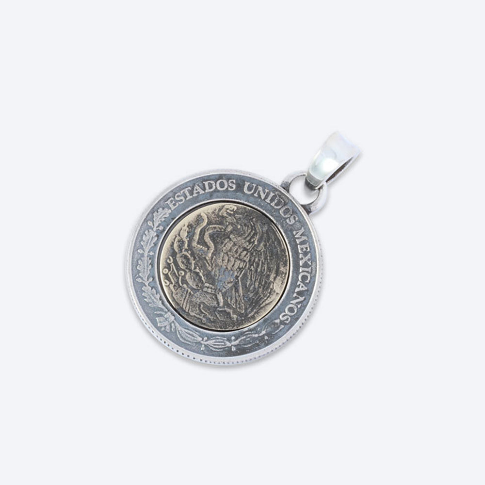10 peso coin silver x brass pendant