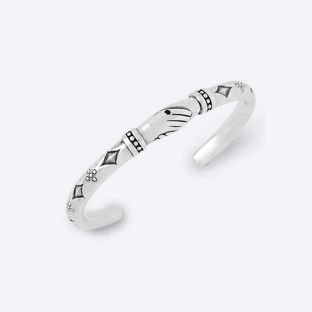 Shake Hands Silver Bangle