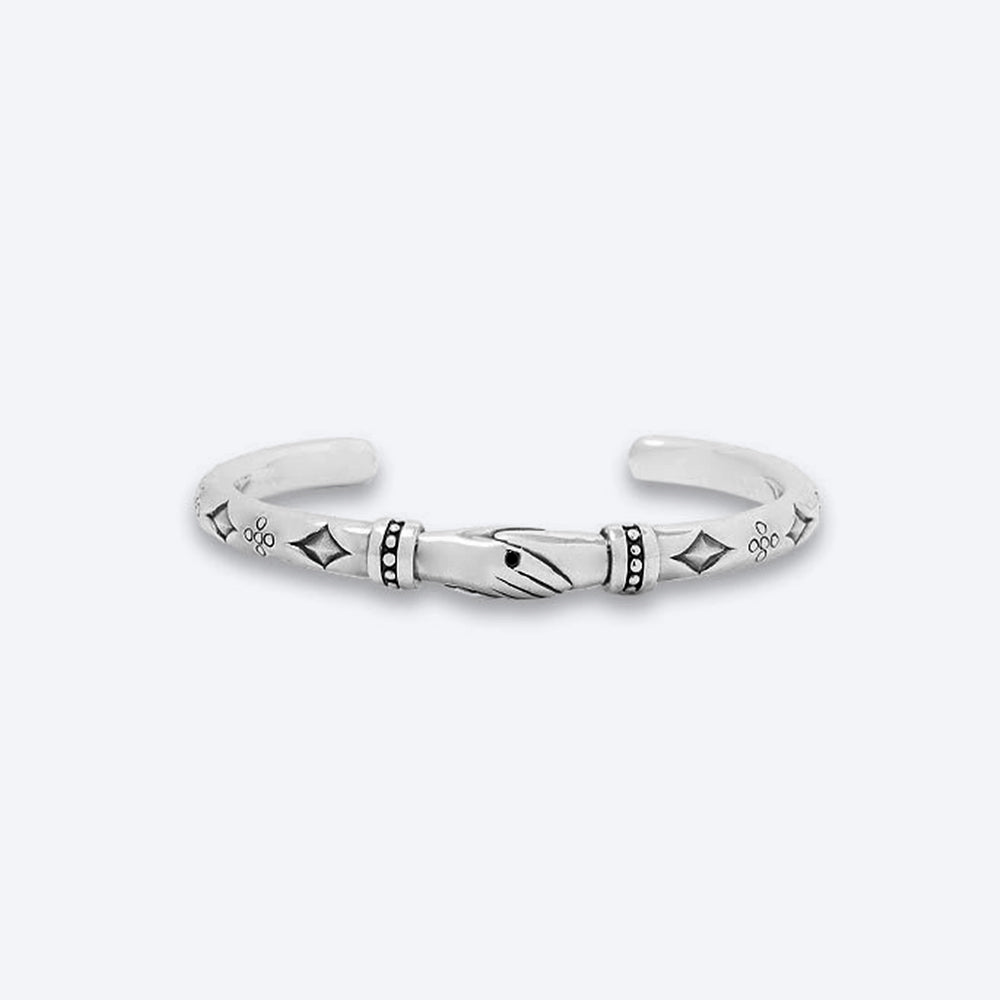 Shake Hands Silver Bangle