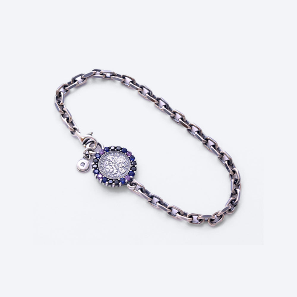 6pence Coin Sapphire bracelet