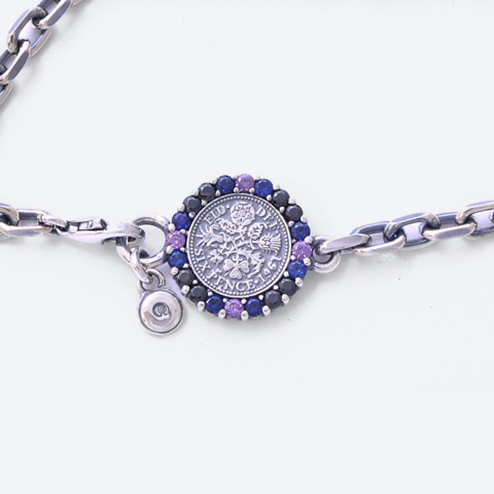 6pence Coin Sapphire bracelet