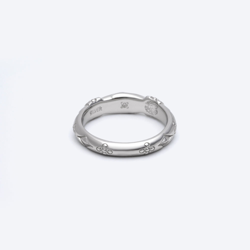Shakehand Black Diamond Silver Ring